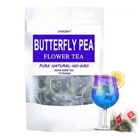 Butterfly Pea Flower Tea 15 Pyramid Tea Bags, Clitoria ternatea Premium Dried Butterfly Pea Tea Antioxidant Tea Blue Tea Bags for Drinks