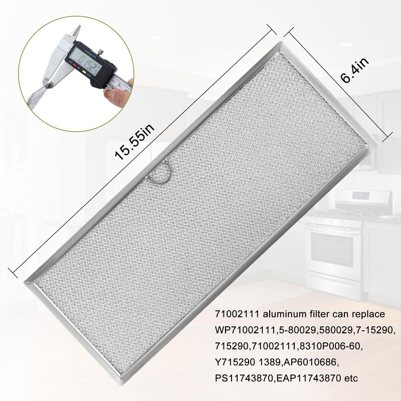 71002111 WP71002111 Downdraft Range Hood Grease Filter 15.6“ x 6.4”