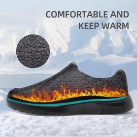 Men's Orthopedic Slip On Slippers Shoes with Arch Support: Adjustable Closure Walking Casual Shoes for High Arch, Comfortable Warm Plantar Fasciitis Slipper for Flat Feet Black Size 9