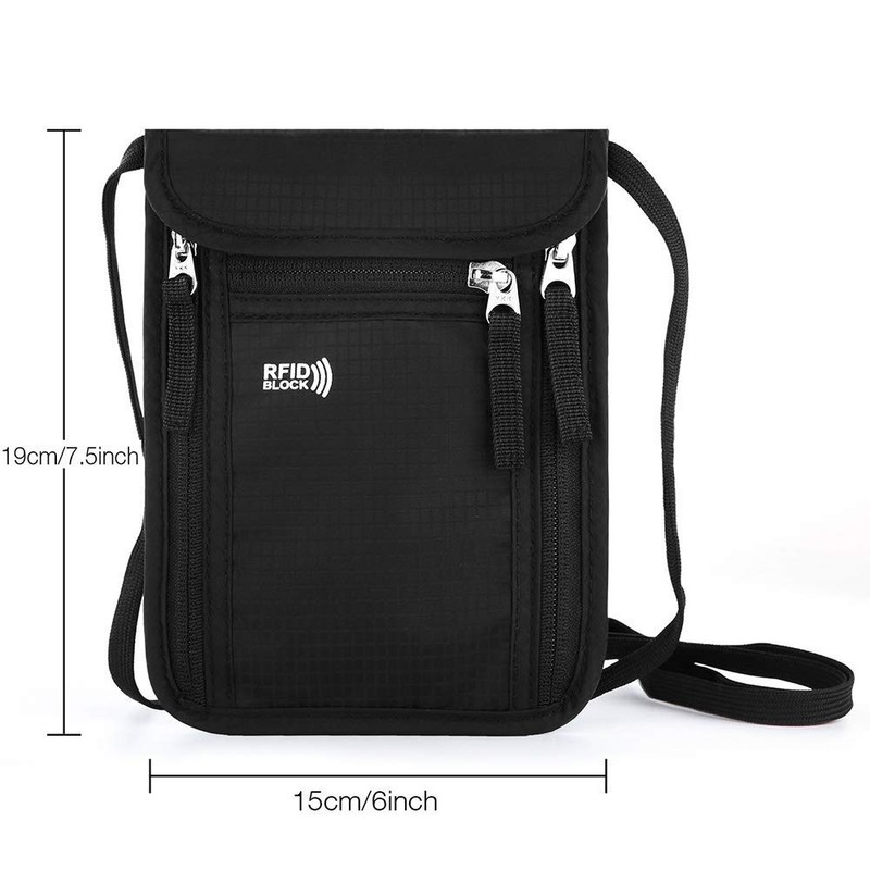 KEAFOLS Travel Pouch Neck Wallet RFID Blocking Passport Holder Organizer