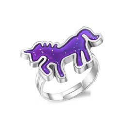Mood Rings Changeable Color Adjustable Cute Finger Accessories Birthday Gift, unicorn