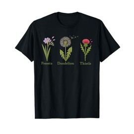 Vintage Subtle Flowers Freesia Dandelion Thistle Shirt Women T-Shirt