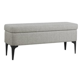 HomePop Upholstered Storage Bench with Metal Leg Home Décor|Bench with Storage for Living Room & Entryway - Sustainable Gray Woven