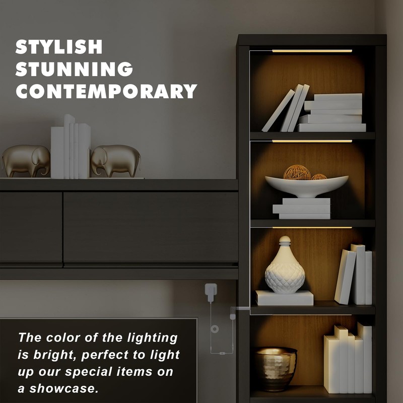 JUSJUBR 4PCS x 12inch Sector Display Cabinet Lights, Dimmable LED