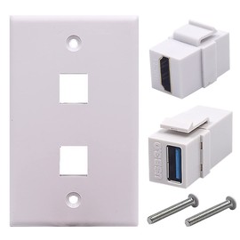 Kework 2 Ports Wall Plate, 1 Port 4K@60Hz HDMI 1 Port USB 3.0 Female to Female Module Keystone Outlet Socket