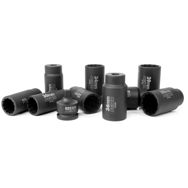 NEIKO 02531A 10 Piece 12 Point Socket Set 1/2” Drive,