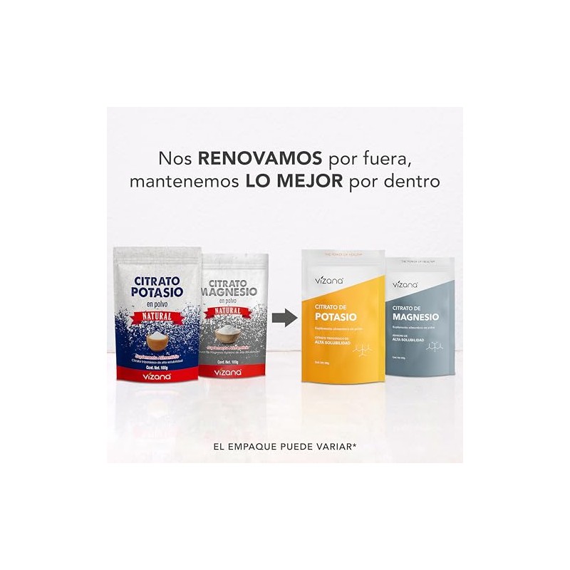 VIZANA NUTRITION Citratos de Magnesio y Potasio en Polvo 200g,