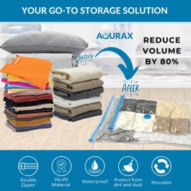 Aqurax 20 Pack Vacuum Storage Bags, Space Saver Bags (4 Jumbo/4 Large/4 Medium/4 Small/4 Roll) Compression for Comforters and Blankets, Pillows, Clothes Storage, Hand Pump Included