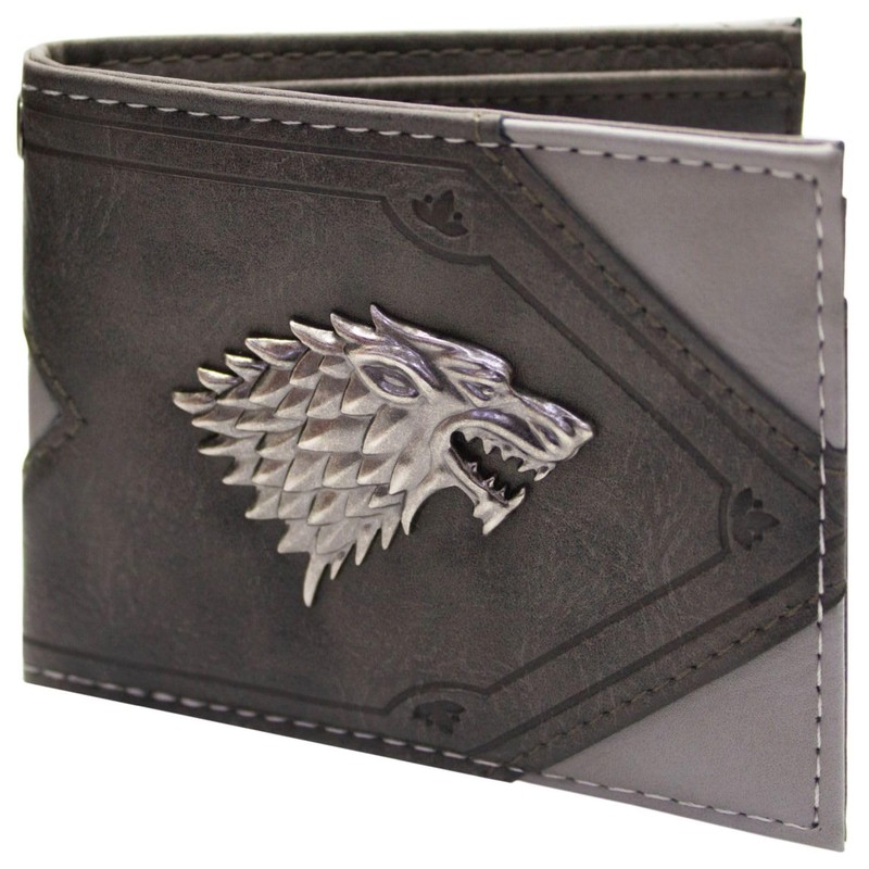 Westeros Game of Thrones House Stark Silver Direwolf Emblem Wallet