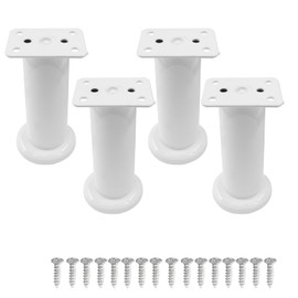 Zorfeter 4Pcs White Adjustable Height Bed Support Furniture Replacement Legs 4.72-7.48Inch with Screws, Metal Adjustable Bed Frame Legs, Heavy Duty Cabinet Legs for Bed/Sofa/Cabinet/Couch/Dresser