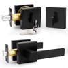 Probrico Matte Black Exterior Door Locksets with Deadbolt,Front Door Passage
