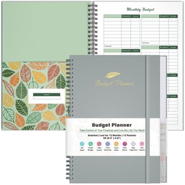 Budget Planner, Budget Book with Expense Tracker, Financial Planner with 12 Pockets, Undated Monthly Bill Organizer Notebook for Saving Money, Debt Tracker, Spending Tracker 8.3" x 5.8" (A5, Gray)