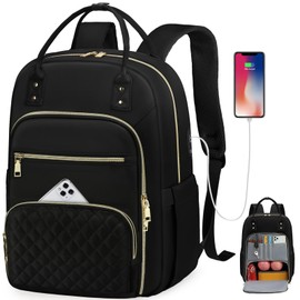 15.6 Inch Laptop Backpack, Lunch Backpack for Women, Water Resistant Work Backpack with USB Charging Port, Travel Backpack