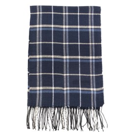 NevEND Men Women Winter Warm Cashmere Feel Winter Scarf Plain Soft Warp Fashion Long Shawl (NavyBeige)