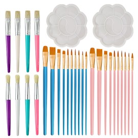 30 PCS Paint Brushes Art Paintbrushes Paint Brush Set for Art Artist Brushes Paintbrush Set with 2 Paint Palettes, for Beginners, for Watercolor Oil Decorations Models Figurines