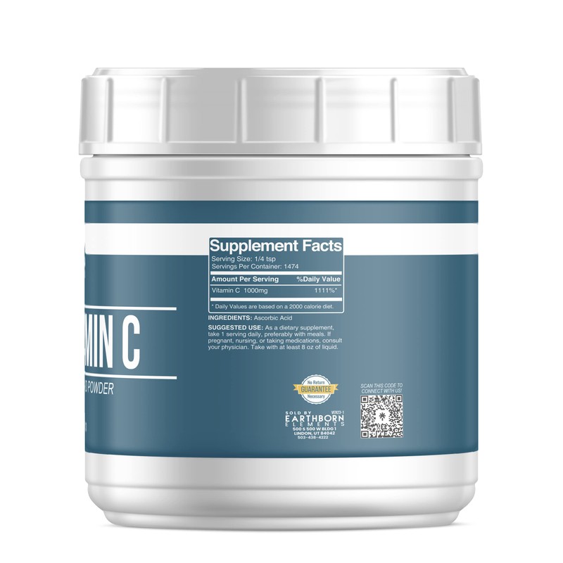 Earthborn Elements Vitamin C Powder 3.25 lb, Ascorbic Acid, Dietary