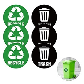 Recycle Sticker,Self-Adhesive Recycle And Trash Bin Logo Stickers, Round Logo Sign Recycle Sticker For Trash Can Recycle Bin Garbage Containers,Recycling Sticker For Kitchen Waterproof(5in X 5in,6packs)