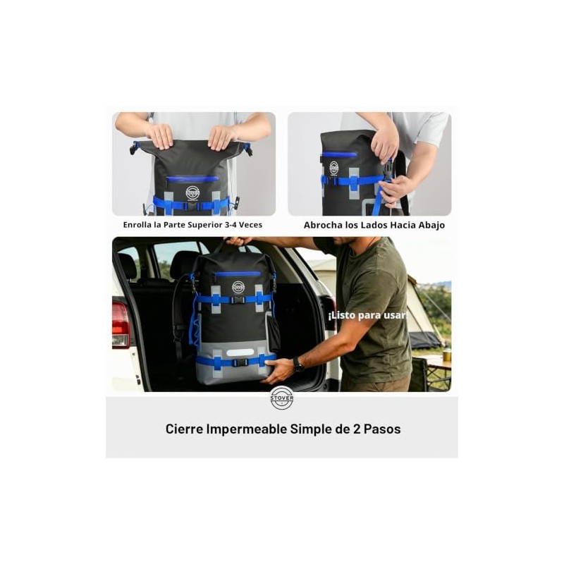 Stover 40L Mochila impermeable con funda para teléfono – Bolsa
