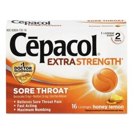 15 mg Cepacol Extra Strength Sore Throat Lozenges, Honey Lemon, 16 Lozenges