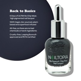Nailtopia - Plant-Based Chip Free Nail Lacquer - Non Toxic, Bio-Sourced, Long-Lasting, Strengthening Polish - Back to Basics (Dark Grey) - 0.41oz