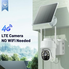 KKB 4G LTE Cellular Security Camera, No WiFi Security Camera Outdoor Built-in SIM Card and 64GB SD Card, Solar Powered, 2K Wireless Cam Color Night Vision, PIR Motion Sensor, PTZ 355° View, 2 Way Talk