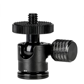 koolehaoda Mini Head Micro Ball Head with 1/4" Screw, Small, Compact Head Head Made of Aluminum, Load Capacity 6.6 lbs (3 kg), Bottom 3/8" Screw Light Stand, Tripod, Monopod