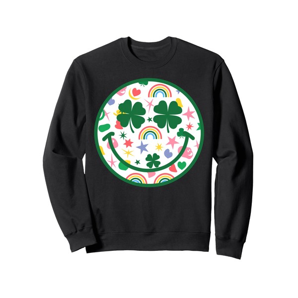 Smile Face Lucky Charm Saint Patrick's Day Shamrock Sweatshirt