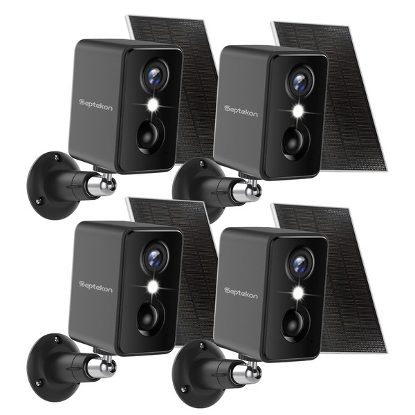 Septekon 2K Security Cameras Wireless Outdoor 4 Pack, Solar Battery