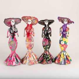 amae INCENSE LA Catrina Dia de Los Muertos Sculptured Papel Mache Figurine TWO10.6 Tall Artisan Made Figurine
