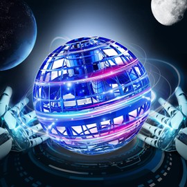 Cosmic Globe Flying Orb Ball Toy Galactic Fidget Spinner Hover Balls 360°Rotating Hand Controlled Boomerang Ball Toys Magic Led Lights Controller Mini Drone for Kids Boy Girls(Blue)-1