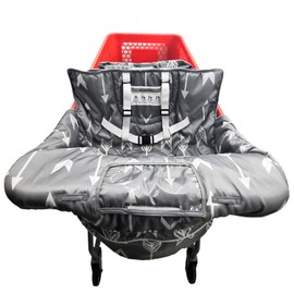 Portable 2-in-1 Shopping Cart & High Chair Covers for Babies, Kids, Infants, Toddlers | Universal Size with Free Carry Bag (Gray Arrow)