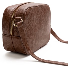 Lazarotti Bologna Women's Leather Shoulder Bag, Adjustable Shoulder Strap, Medium Crossbody Bag, 19 cm, brown