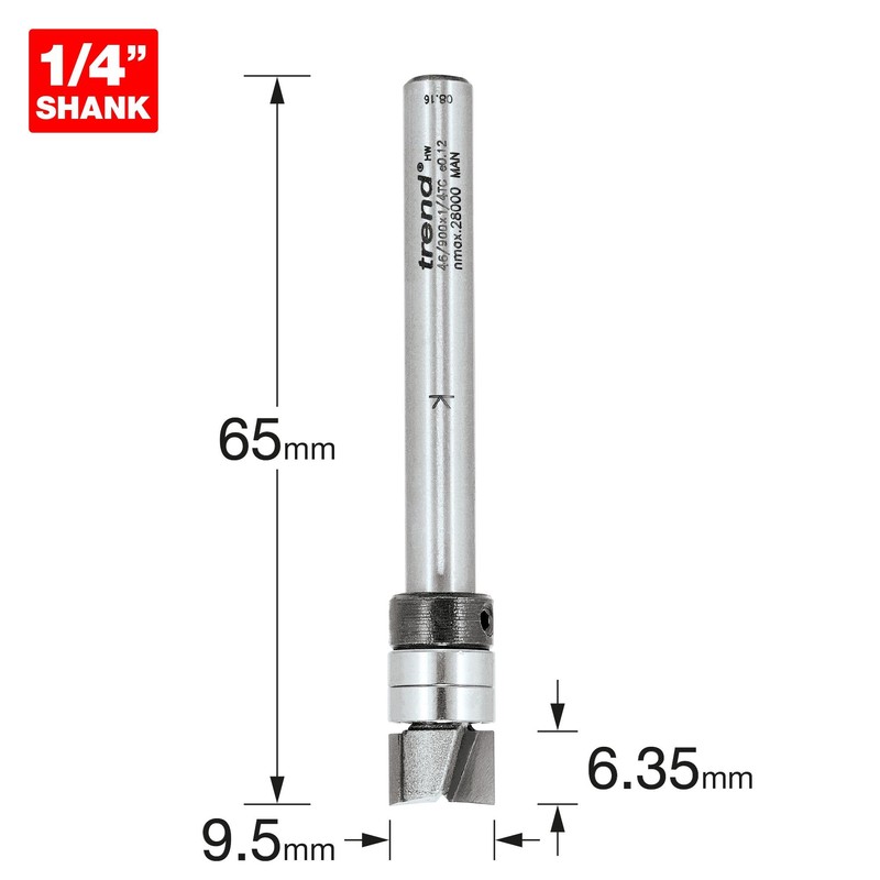 Trend Professional Guided Profiler, 9.5mm Diameter x 6.35mm Cut, 1/4