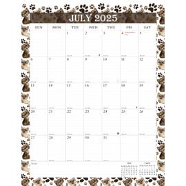 2025-2026 Wall Calendar Spiral-bound Twin-Wire Binding - 18 Months Planner 11" x 17" - Large Ruled Blocks with Julian Dates - (Edition #017)