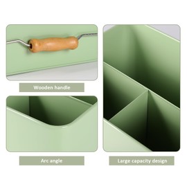 Xbopetda Garden Tool Organizer, Metal Tool Caddy with 3 Compartments, Portable Garden Tool Basket with Handle, Gardening Tool Kit Holder Empty, Garden Tool Storage for Indoor and Outdoor Use - Green