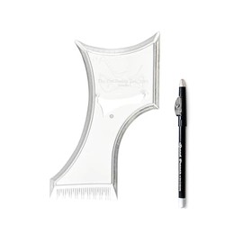 The Cut Buddy PLUS Herramienta moldeadora de barba, plantilla transparente con peine incorporado y lápiz extra, ideal para recorte de línea de cabello