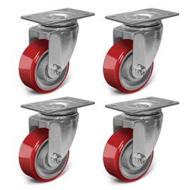 3 Inch Heavy Duty Casters, Swivel Caster Wheels, Polyurethane on Steel Wheel- Casters Set of 4 with 1400 lb Capacity, Caster Wheels for Furniture Workbench Cart (4 Swivel)