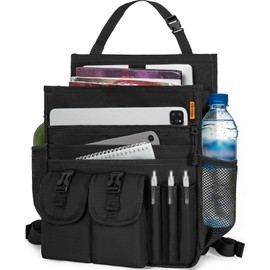 FREEAMG Car Front Seat Organizer Backseat Organizer with Dedicated Tablet Laptop Storage Adjustable Shoulder Strap Cup Holder Truck Seat Storage Universal Fits for Most of Car