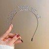 Jumwrit Silver Rhinestone Headband Happy New Year Metal Headband Nonslip