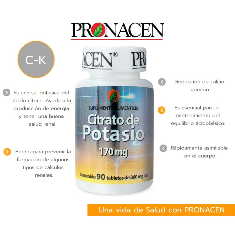 Citrato de Potasio 90 tabletas 860 mg PRONACEN