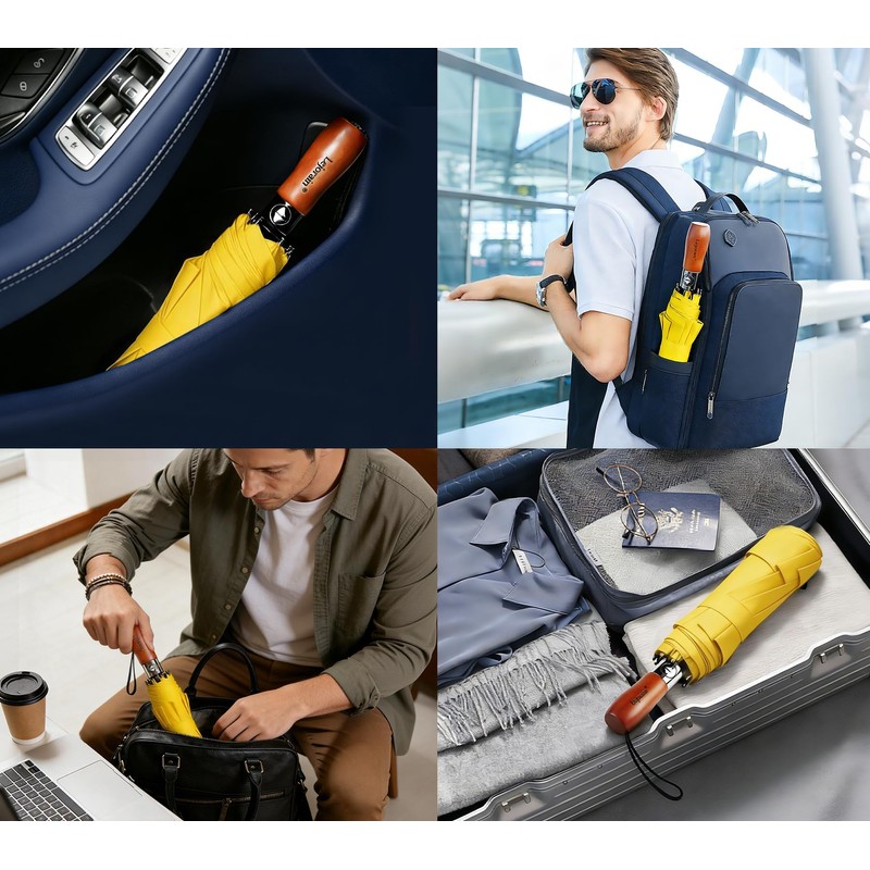 Lejorain Large Folding Umbrella Windproof - Auto Open Close Folding
