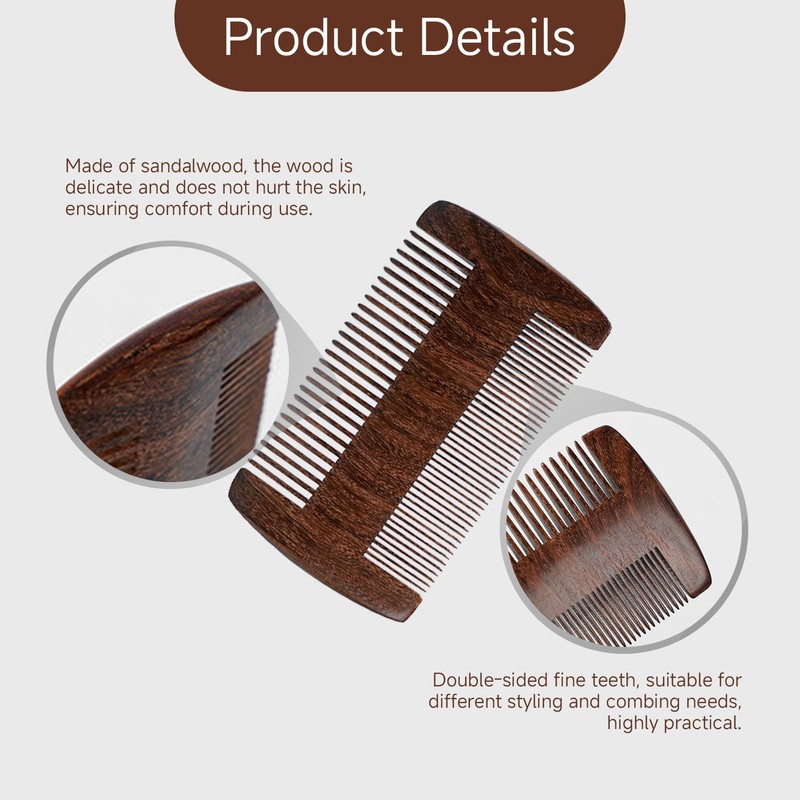 1 Piece Double Sided Comb, Wooden Beard Comb, Hair Straightening