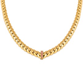 Jean Beau Chunky Gold Miami Cuban Link Chain Layered Necklaces for Women, 18K Plated Statement Simple Curb Square Adjustable Choker Necklace Summer Prom Jewelry Gift