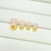 BQZQOAMZ Yellow Flower Short Almond False Nails Yellow French Tip