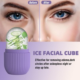 SOZOMO 2Piezas Rodillo de Hielo para la Cara, Molde de Hielo para Cara, Molde de Hielo de Silicona Reutilizable Herramientasde Cuidado para Masaje Facial de Ilumina la Piel para Belleza Facial