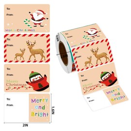 500pcs Christmas Gift Tags Stickers 2 * 1.6Inch,Christmas Labels Christmas Name Tags Christmas Gift Tags Self-Adhesive,Santa Claus Packaging Festival Decoration Label ﻿