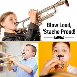 Clip-On Trumpet and Trombone Mustache,Fun Accessory for Young Musicians, Perfect for Adding Style While Playing Trumpet or Trombone(2 Pcs)