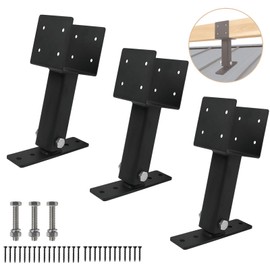 3 Pcs 4“x 4" Roof Riser Brackets Kit(ID 3.6"x3.6"),Heavy Duty Adjusted Within A Range of 0 to 180 Degrees Pergola Roof Riser Beam Bracket Fit 4x4,4x6 Lumber for Roof Pergola Gazebo Patio Cover