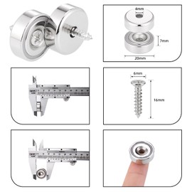 JIZZU 8 Pack Neodymium Magnets Strong Magnet 20lb+ Pulling Force, 20 x 6 MM Magnet Round Countersunk Hole for Whiteboards Refrigerator Home Kitchen Workplace