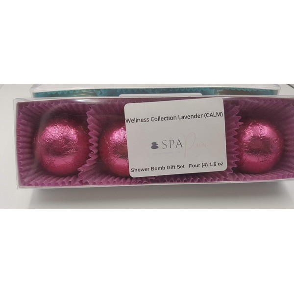 Spa Pure Lavender Shower Bombs: Calm Burst (4-Pack) Aromatherapy Fizzing Shower Bombs, rejuvenating, Relaxing